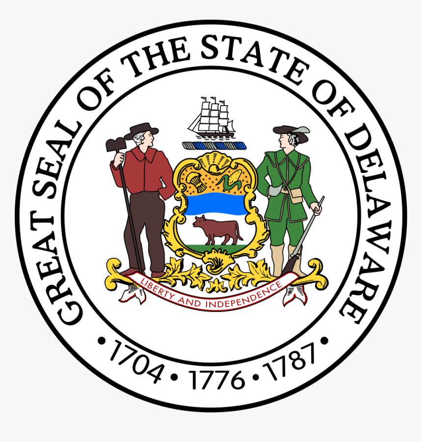 Delaware Flags Emblems Symbols Outline Maps - Delaware State Seal, HD Png Download, Free Download