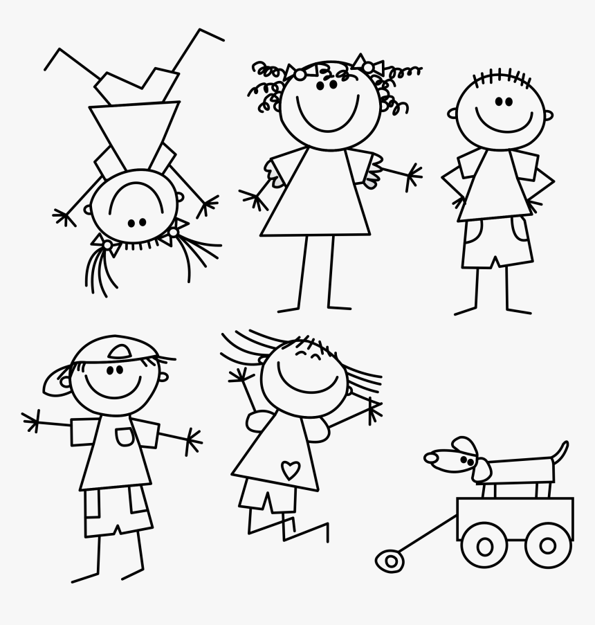 Collection Of Free Butter Drawing Kid Download On Ui - Stick Figure Kids Svg, HD Png Download, Free Download