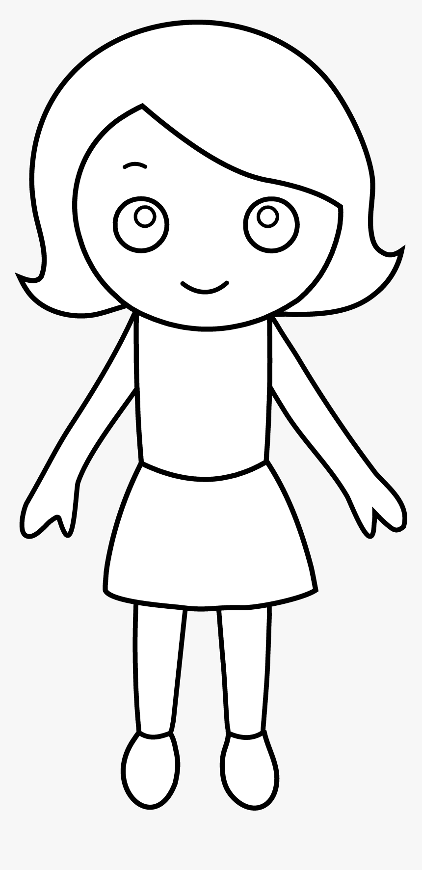 Clip Art Free Girl Cliparts Download - Outline Drawing Of A Small Girl, HD Png Download, Free Download