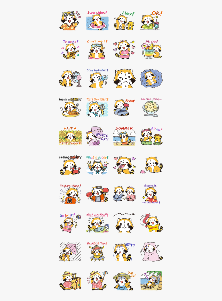 Rascal"s Summer Vacation Line Sticker Gif & Png Pack - In Summer, Transparent Png, Free Download