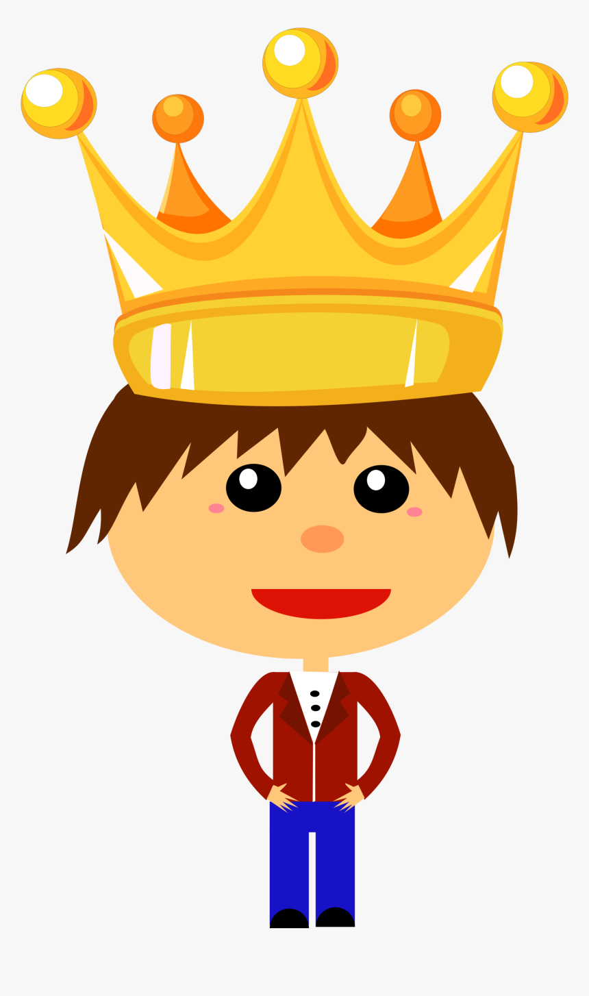 Crown Clip Boy Clipart - Boy With Crown Cartoon, HD Png Download, Free Download