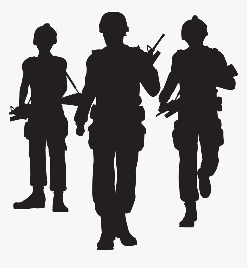 Group Running Front Silhouette , Png Download - Soldier Silhouette Free, Transparent Png, Free Download