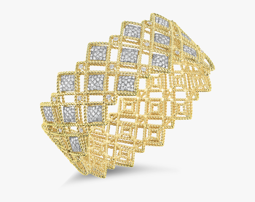 Roberto Coin Three Row Diamond Pattern Bangle - Bangle, HD Png Download, Free Download