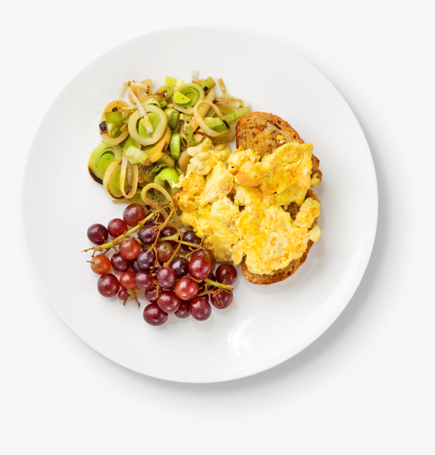 Toast With Scrambled Eggs, Leeks And Grapes - Schnitzel, HD Png Download, Free Download