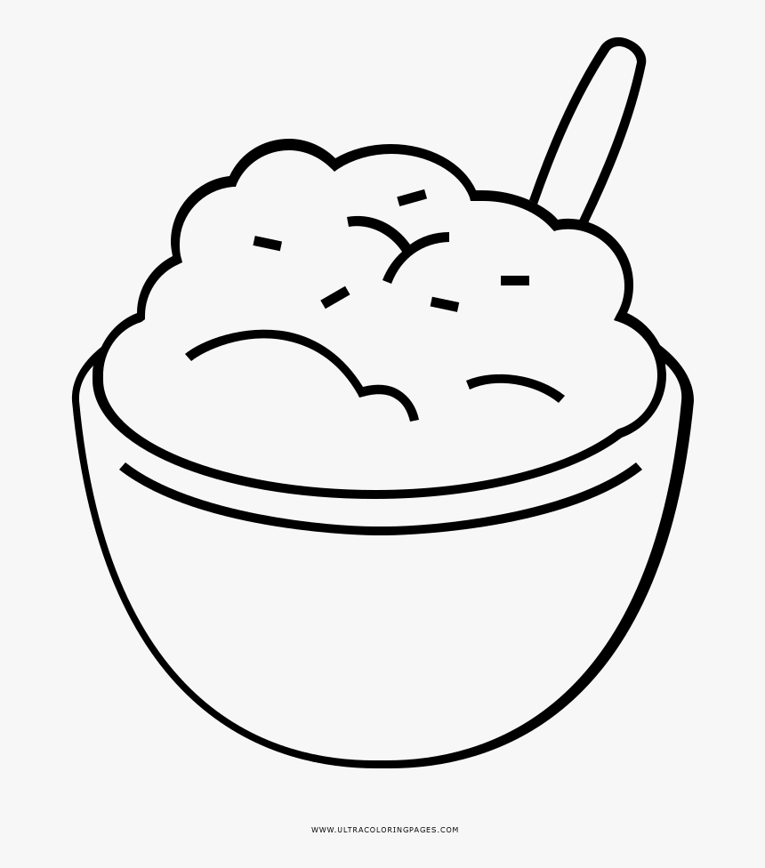 Mashed Potatoes Coloring Page - Mashed Potatoes Clipart Black And White, HD Png Download, Free Download