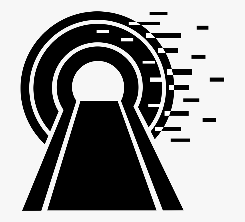 Vector Illustration Of Highway Road Leads To Tunnel - Circle, HD Png Download, Free Download