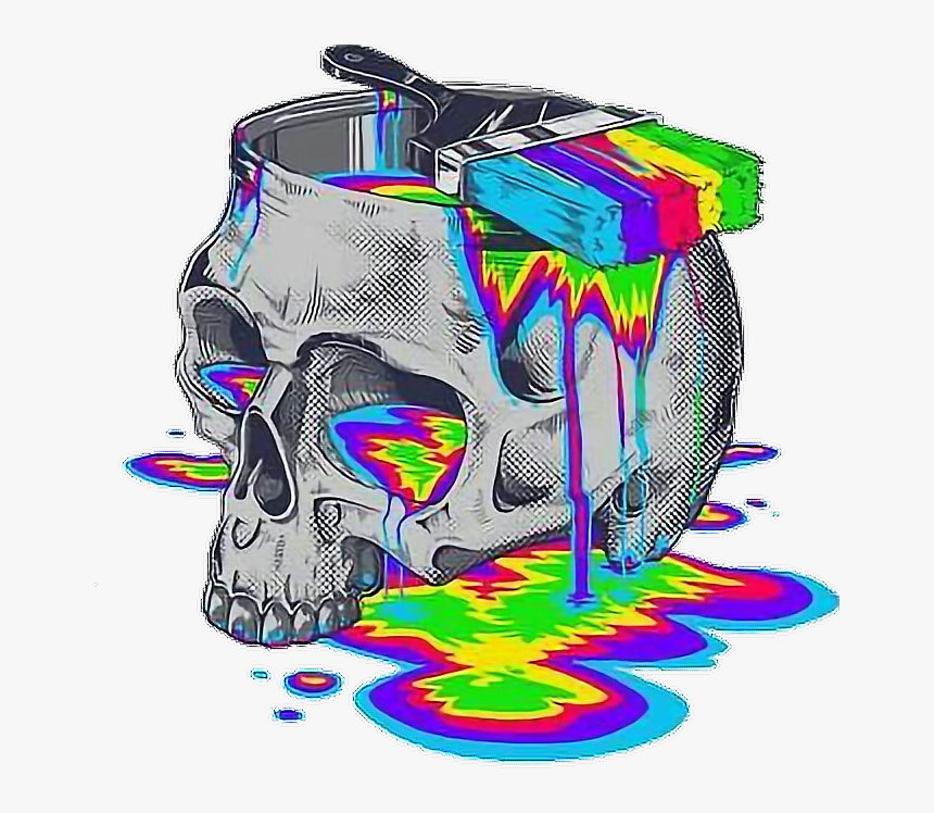 #skull #trippy #paint #rainbow #drip #psychedelic #tumblr - Trippy Png, Transparent Png, Free Download