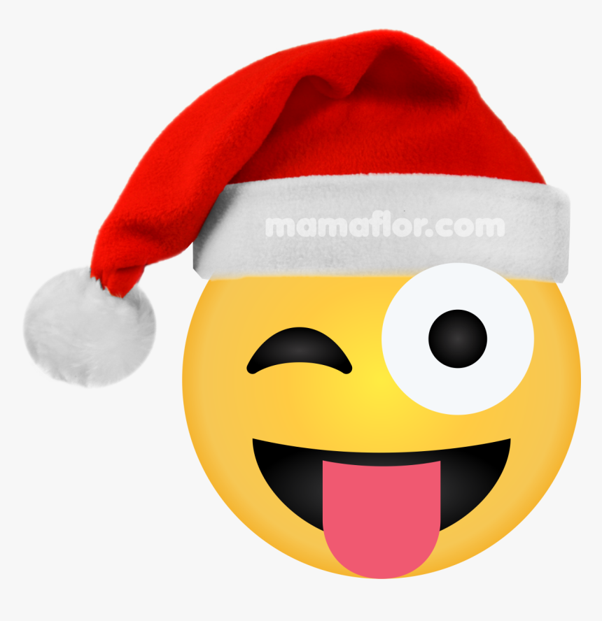 Emoji Eye Wink Sticker Tongue - Emoticones Navideños Para Imprimir, HD Png Download, Free Download