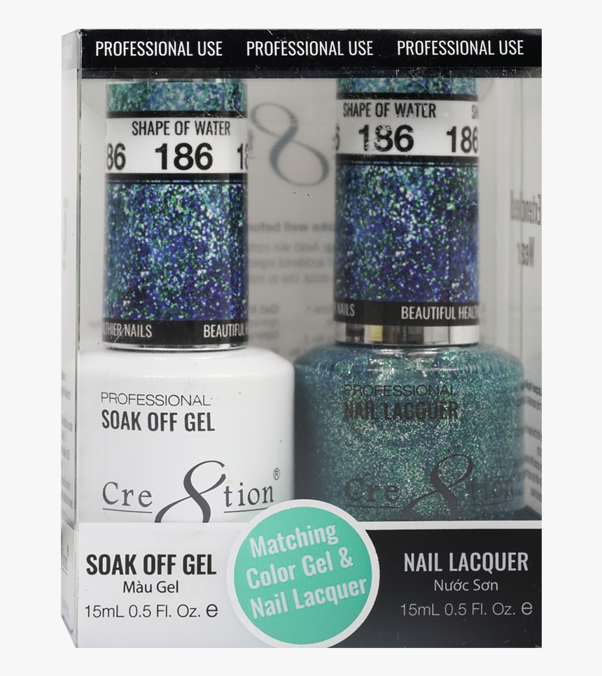 Cre8tion Matching Color Gel & Nail Lacquer 186 Sea - Nail Polish, HD Png Download, Free Download