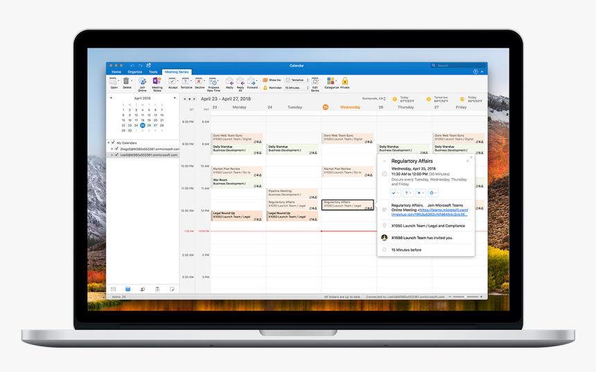 An Open Laptop Showcases Time Zone Options In The Outlook - Opción Rsvp Outlook, HD Png Download, Free Download