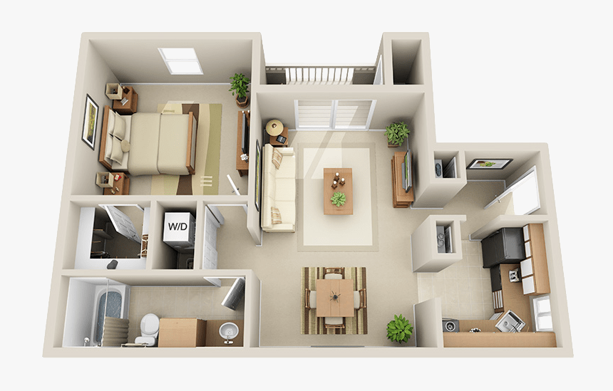 1 Bedroom 1 Bathroom Apartment For Rent At Southpointe - Floor Plan, HD Png Download, Free Download