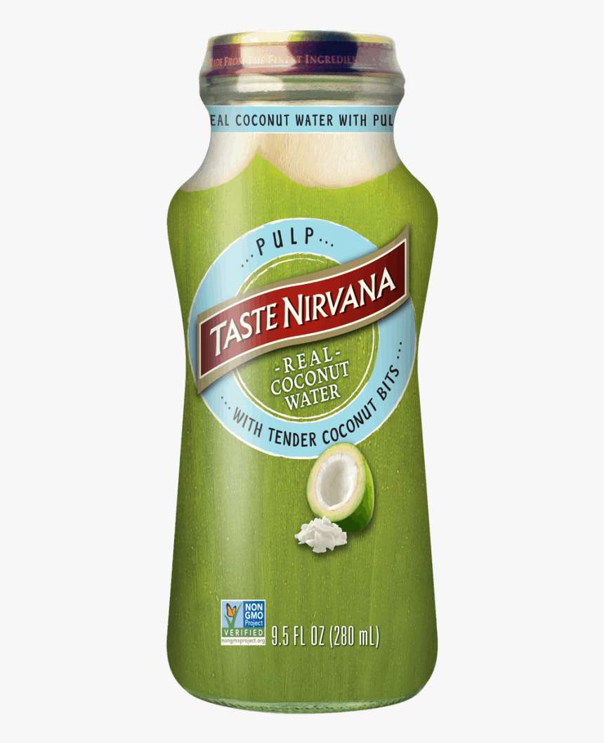 Front Label Image Of Real Coconut Water With Plup Glass - Juice, HD Png Download, Free Download
