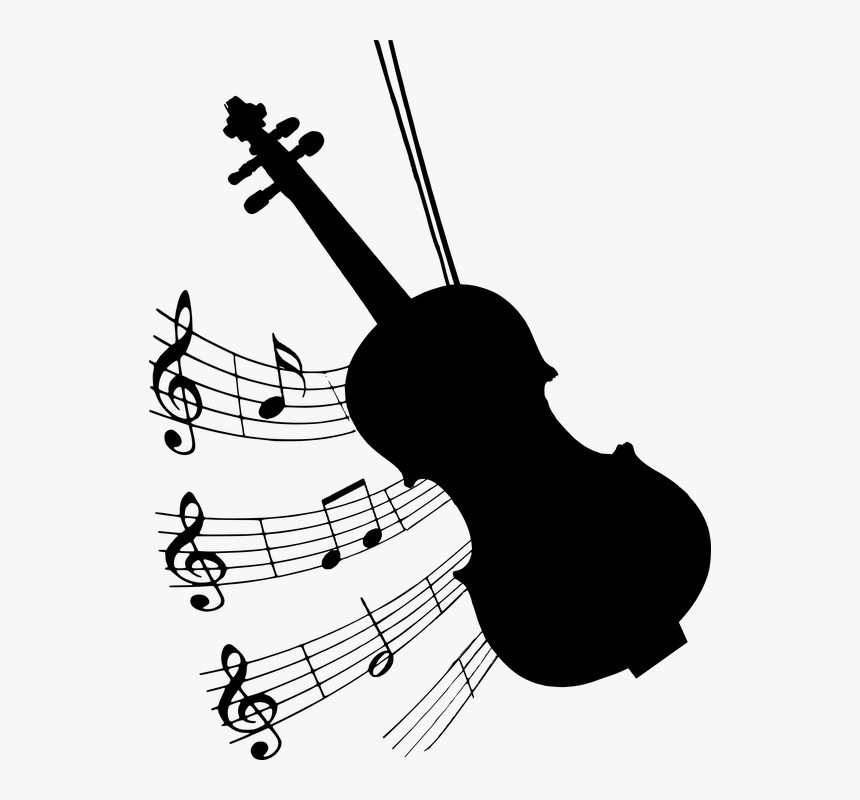 Silhouette, Violin, Musical, Bow, Music - Violin With Music Notes, HD Png Download, Free Download