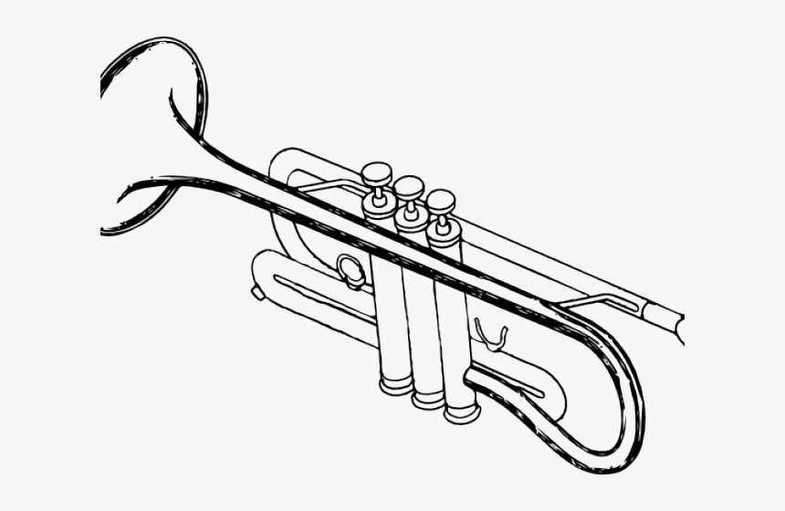 Instrument Clipart Black And White - Trumpet Black And White, HD Png Download, Free Download