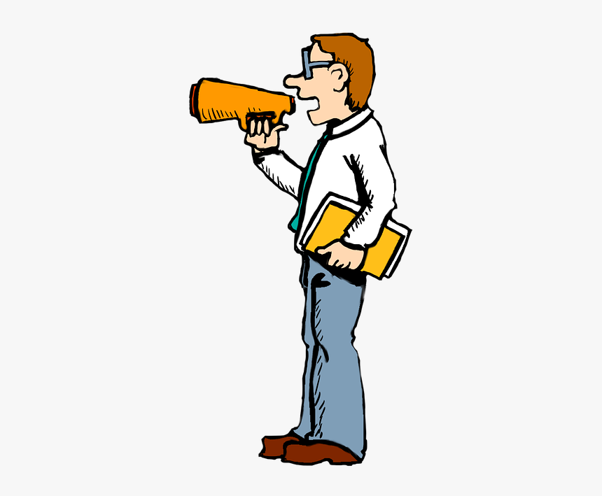 Megaphone, Speaking, Loud, Man, Teacher, Leader - คน พูด การ์ตูน Png, Transparent Png, Free Download