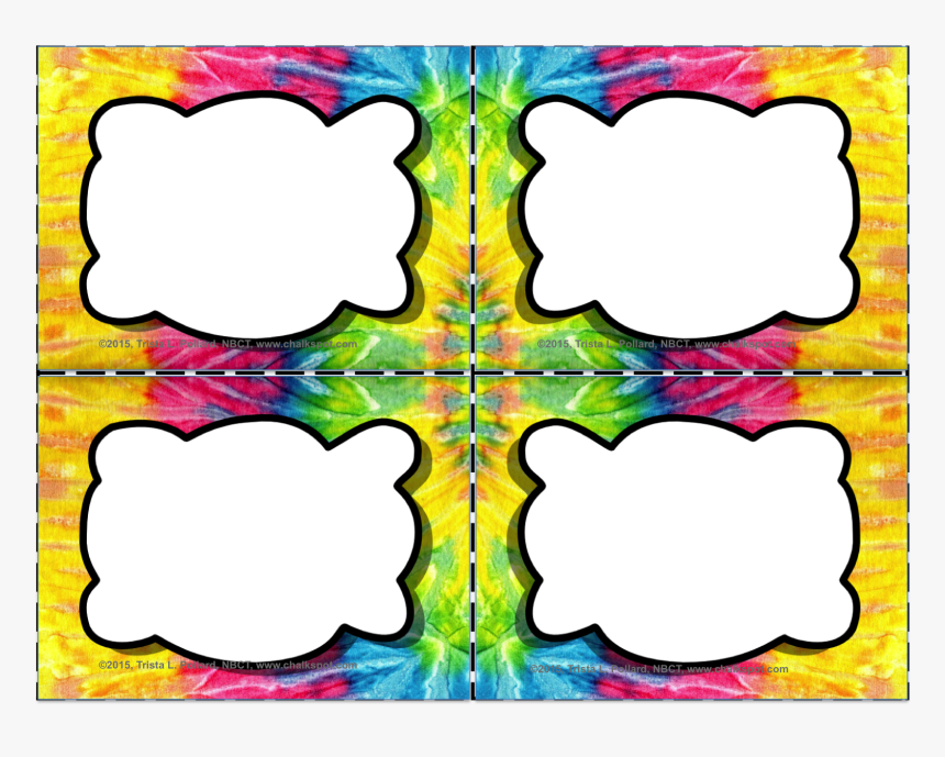 Pink Yellow Tie-dye Labels With Different Shaped White, HD Png Download, Free Download