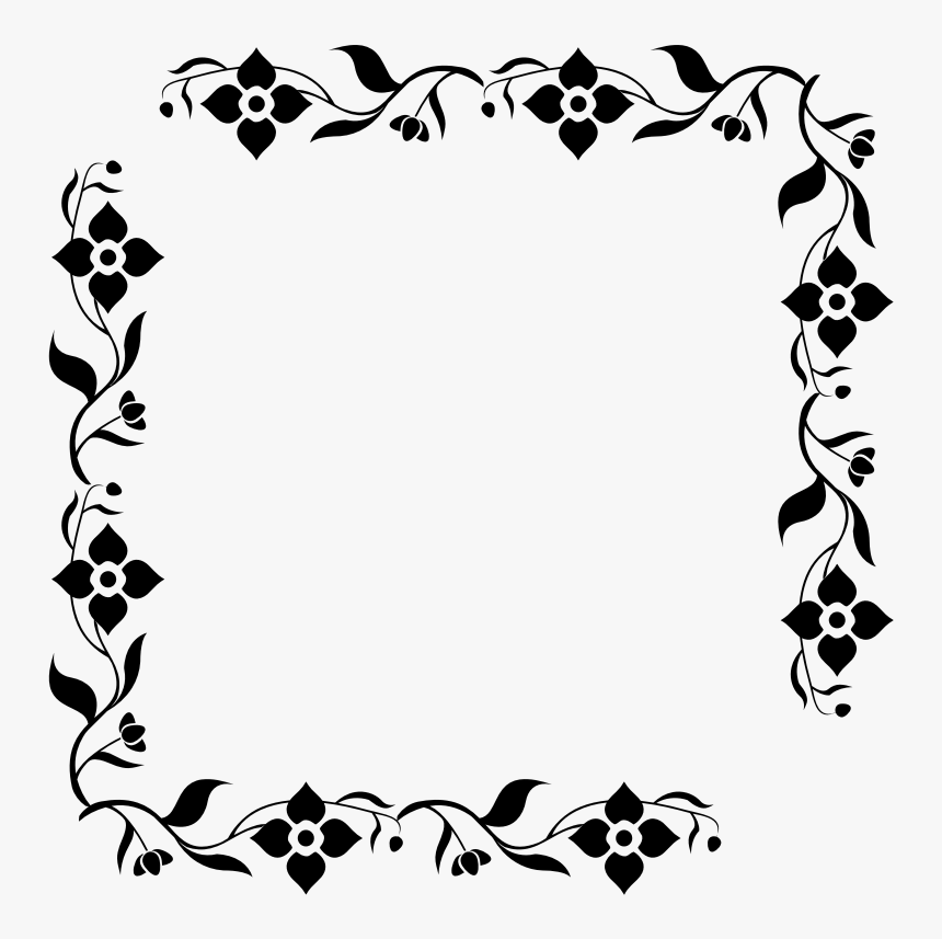 Floral Frame - Black Floral Frames Png, Transparent Png, Free Download