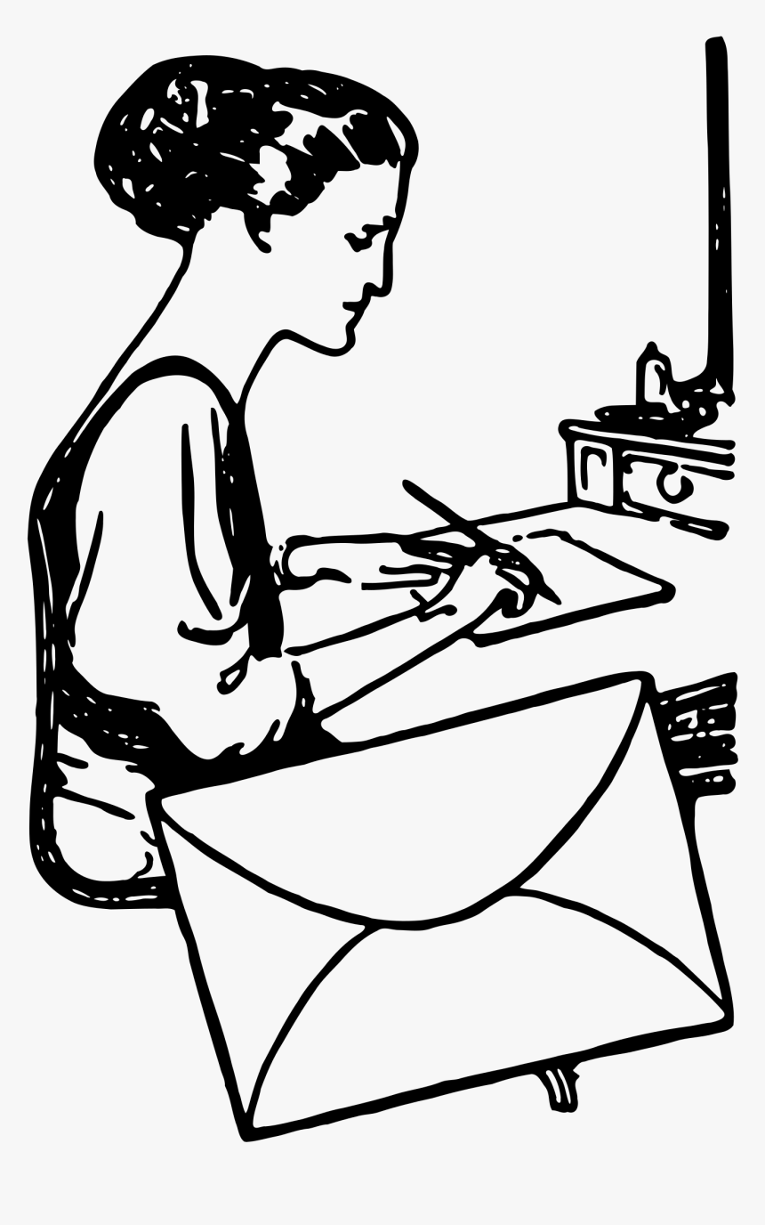 Writing Woman Clip Art - Girl Writing A Letter Drawing, HD Png Download, Free Download