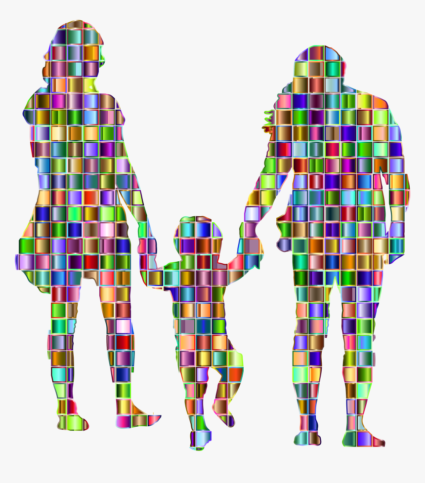 Mosaic Family Silhouette Child - Mosaic Child, HD Png Download, Free Download