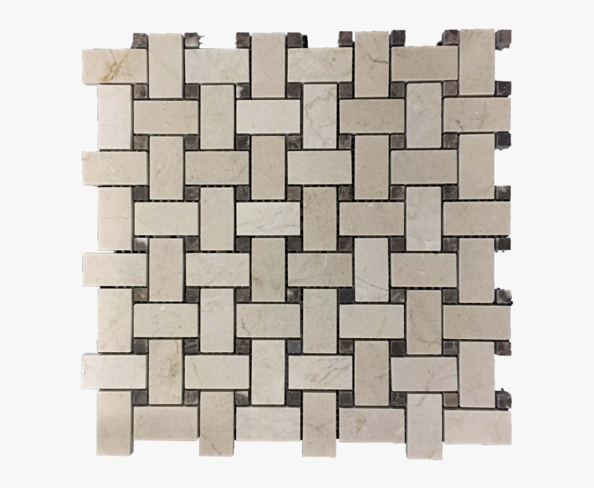 Crema Marfil Basketweave With 3/8 - Calacatta Basketweave Tile, HD Png Download, Free Download