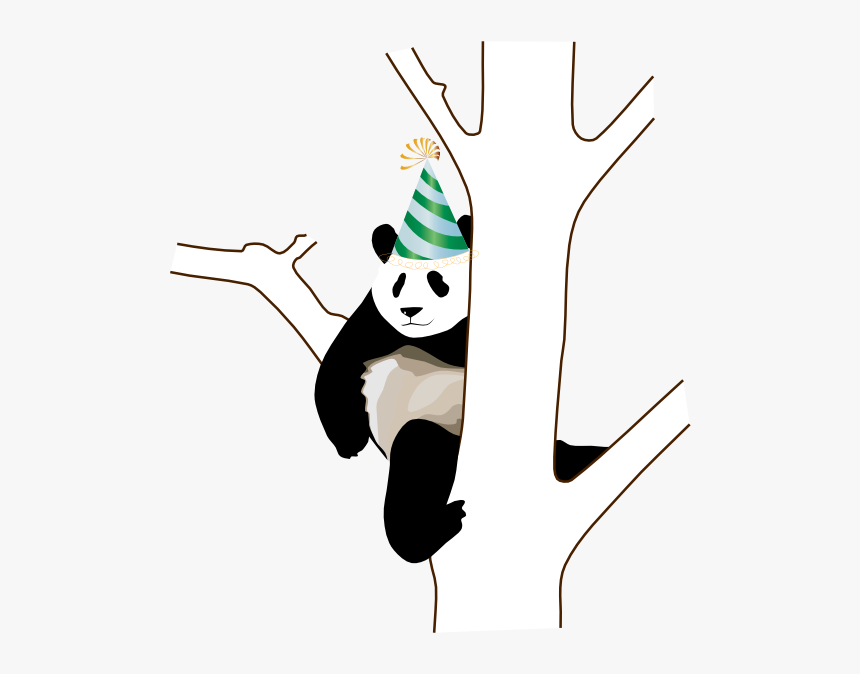 Party Panda Clip Art At Clker - Panda On A Tree Drawing, HD Png Download, Free Download