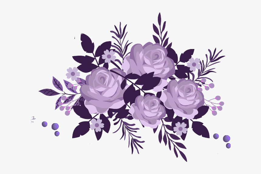 #boquet #bouquet #watercolor #watercolour #flowers - Flower Purple Border Design, HD Png Download, Free Download