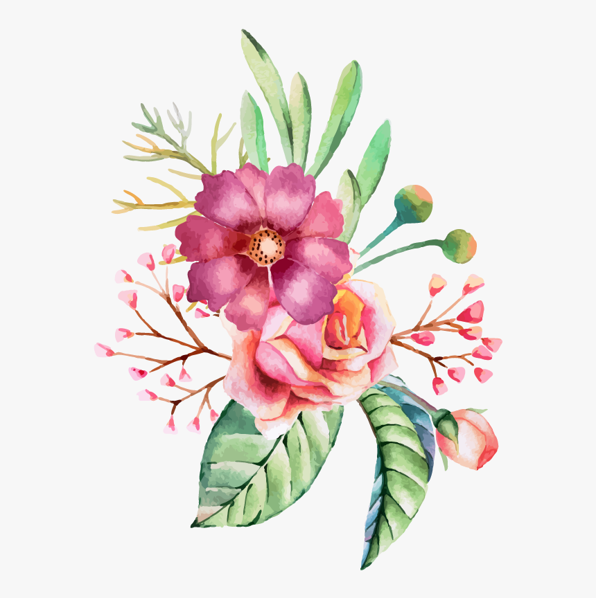 #flowers #floral #bouquet #boquet #ftestickers - Pink Watercolor Flowers Png, Transparent Png, Free Download