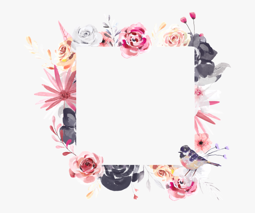 Rose Pink White Watercolor - Transparent Floral Frame Png, Png Download, Free Download