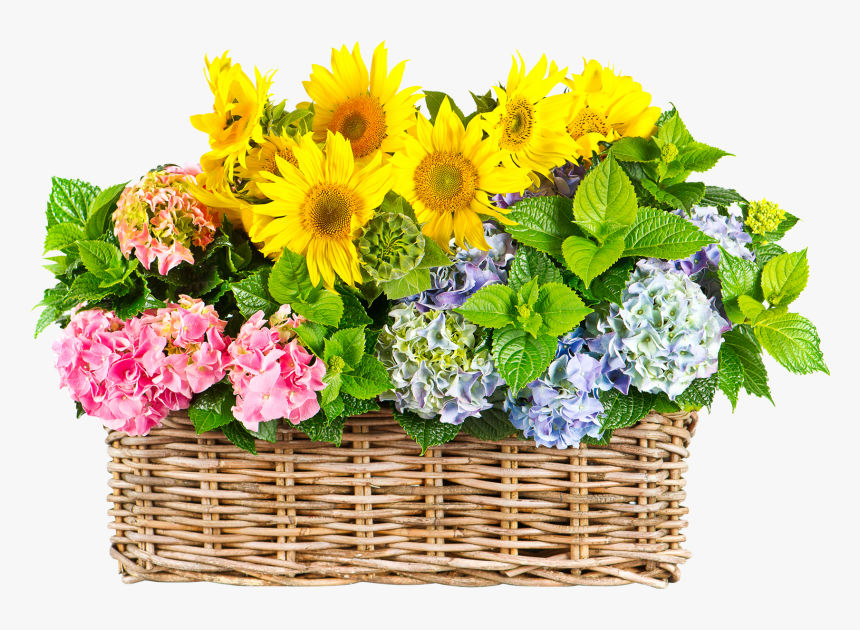 Sunflower In Basket - Bouquet Of Flowers Thank You, HD Png Download, Free Download