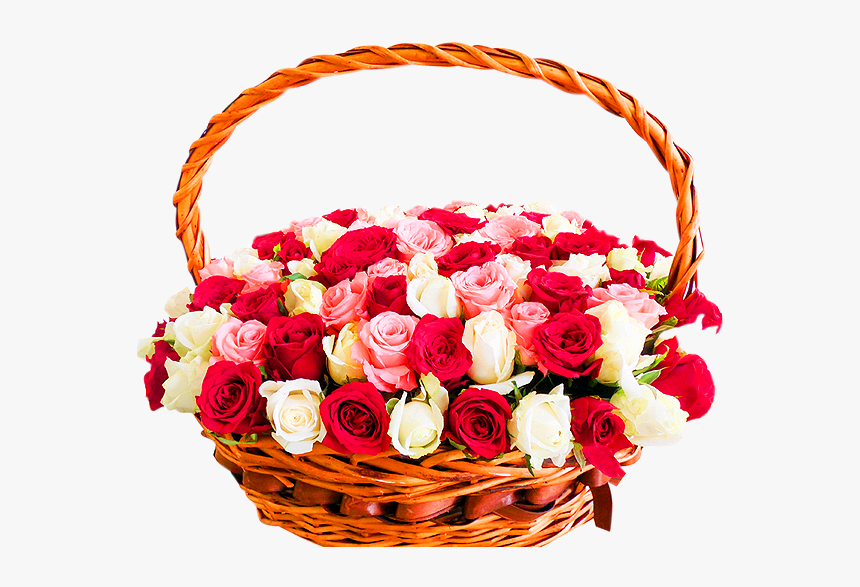 100 Roses Basket - Flower In Basket Png, Transparent Png, Free Download