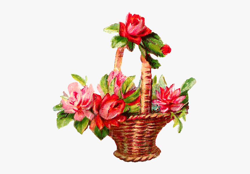 Printable Red Rose Basket Graphics - Rose, HD Png Download, Free Download