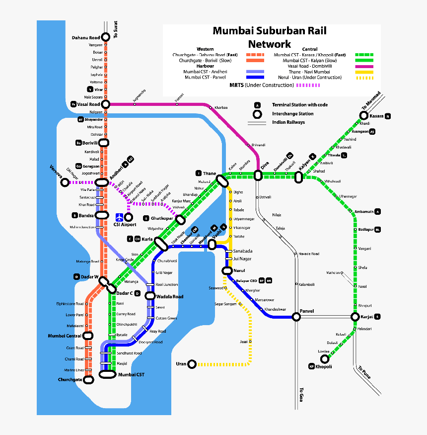 Arun Ganesh From Nid - High Resolution Mumbai Railway Map, HD Png Download, Free Download
