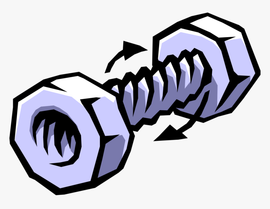 Vector Illustration Of Bolt Threaded Fastener Screw - Work Energy And Simple Machines, HD Png Download, Free Download