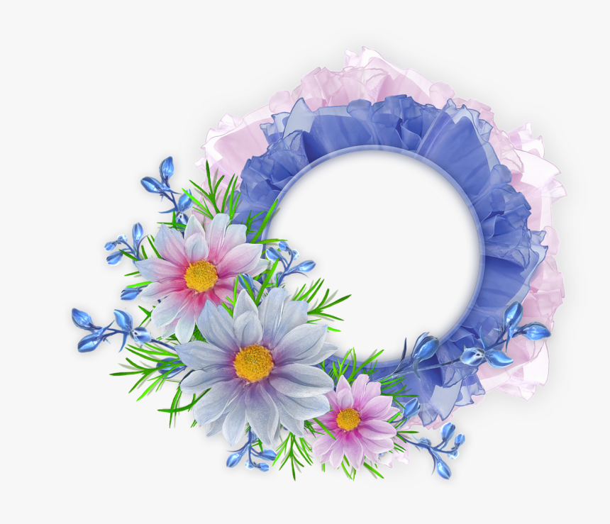 Flowers Round Frame Png, Transparent Png, Free Download