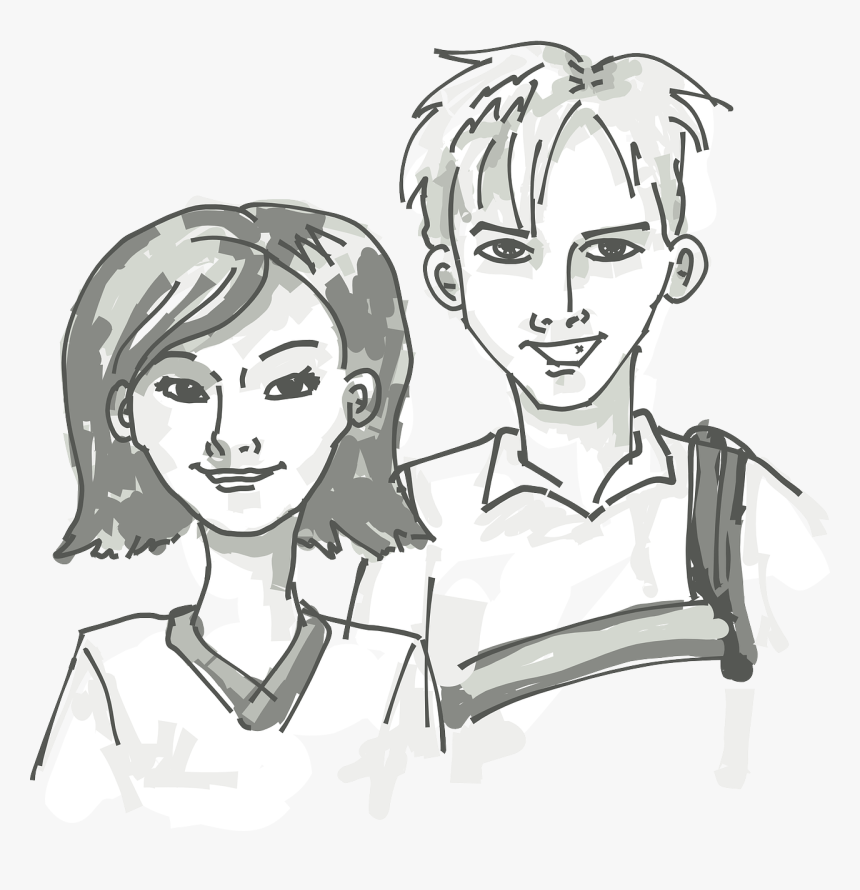 Png Boy And Girl Face Black And White Brother And Sister Clipart Black And White Transparent Png Kindpng