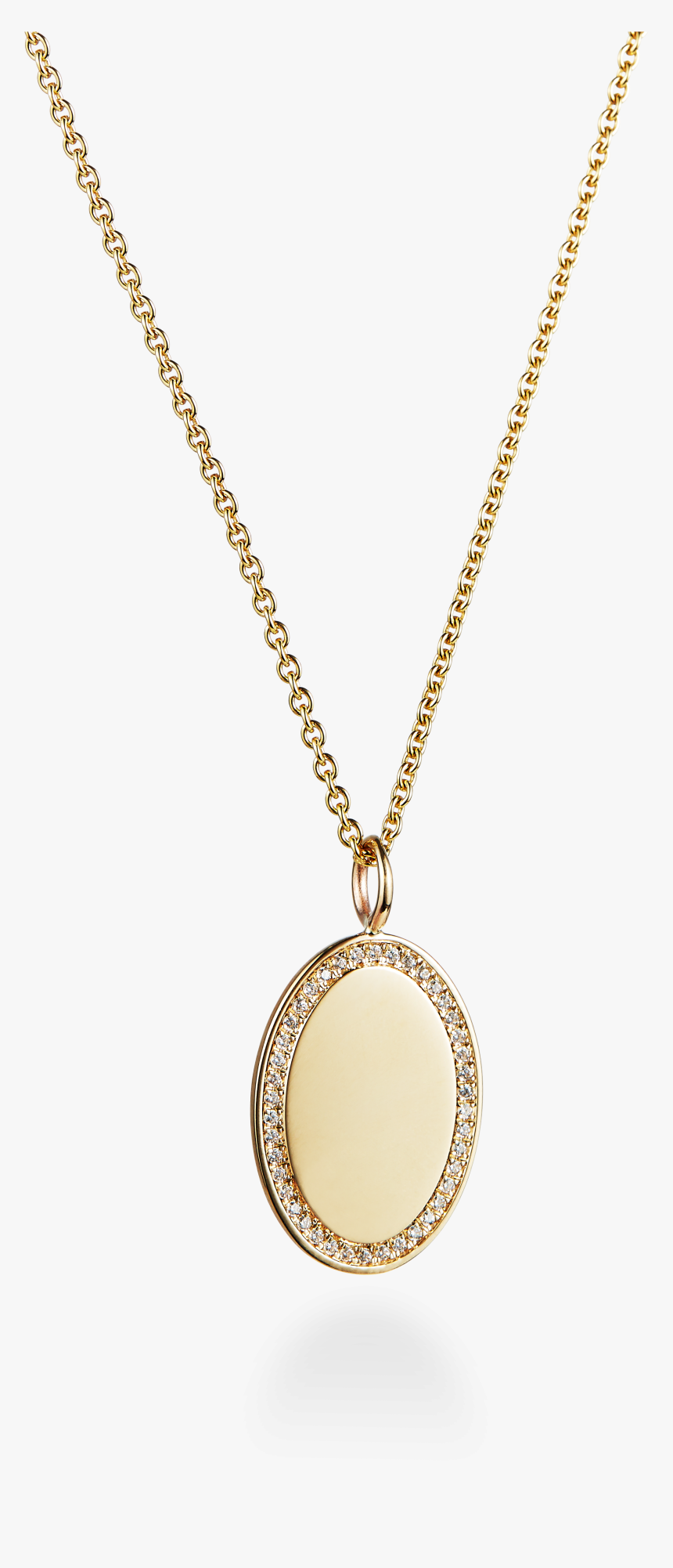 9ct Yellow Gold Diamond Set Oval Pendant - Locket, HD Png Download, Free Download