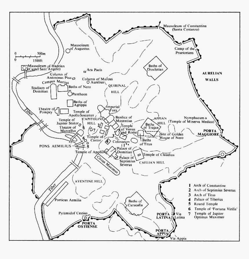 Ancient Rome Monuments Map, HD Png Download, Free Download