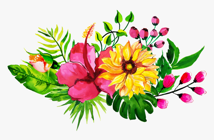 Watercolour Tropical Flower Free, HD Png Download, Free Download