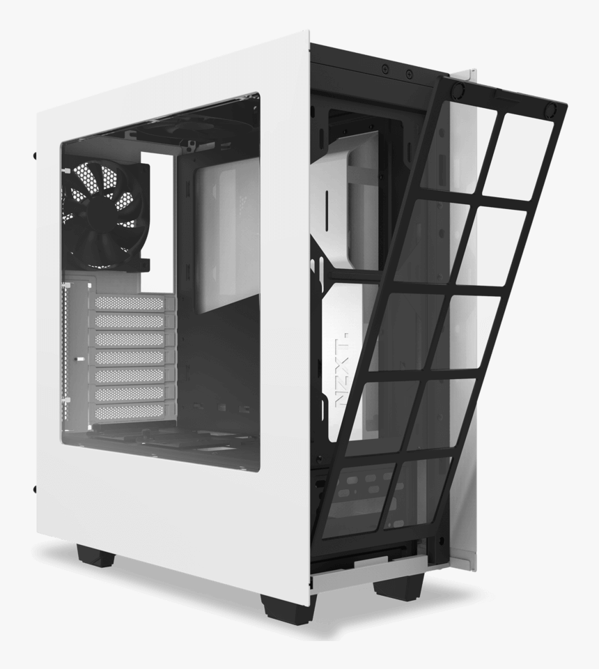 Nzxt S340 White Mid Tower Computer Case Ca S340w W1 - Nzxt S340 Mid Tower Gaming Case Black Blue, HD Png Download, Free Download