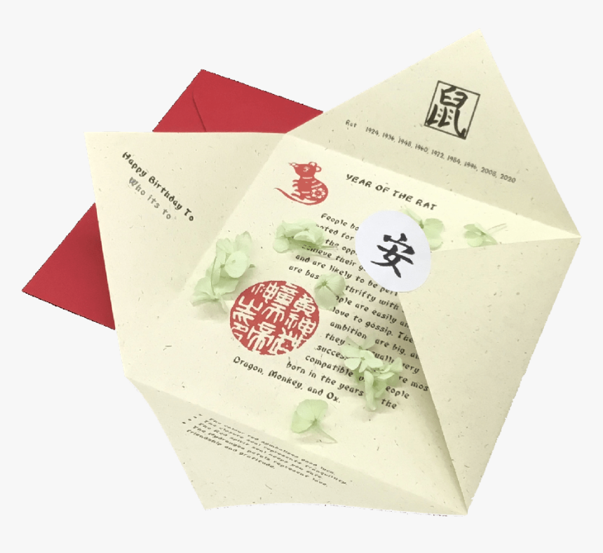 Year Of The Rat Chinese Zodiac Card - Envelope, HD Png Download, Free Download