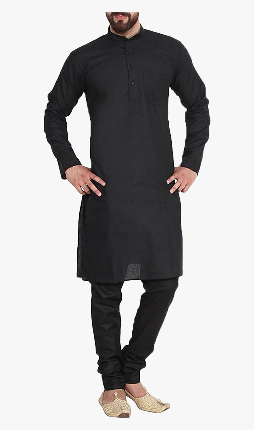 Royal Men"s Black Cotton Linen Kurta Churidar, - Black Kurta Pajama For Men, HD Png Download, Free Download