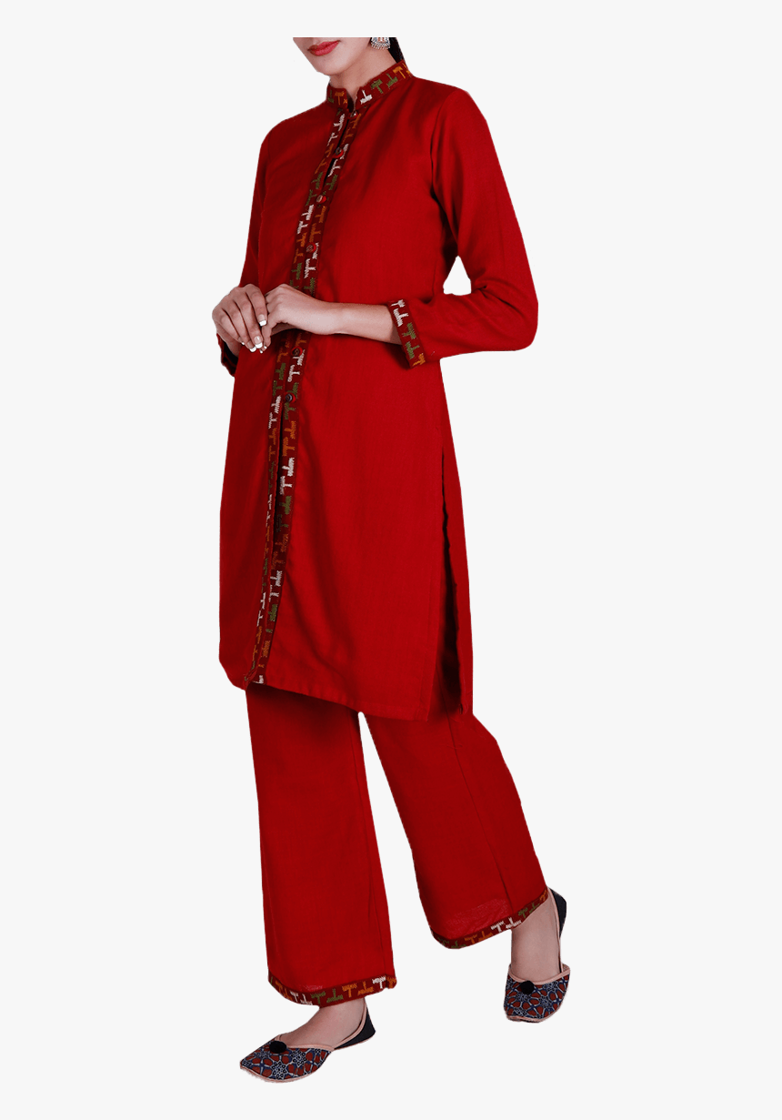 Red Kullu Patti Pure Wool Kurta - Costume, HD Png Download, Free Download