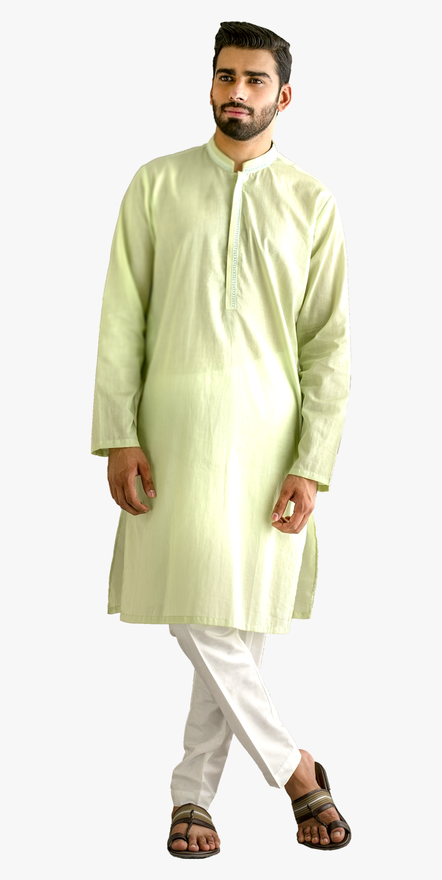 Light Green Chambrey Kurta & Pajama - Hand, HD Png Download, Free Download