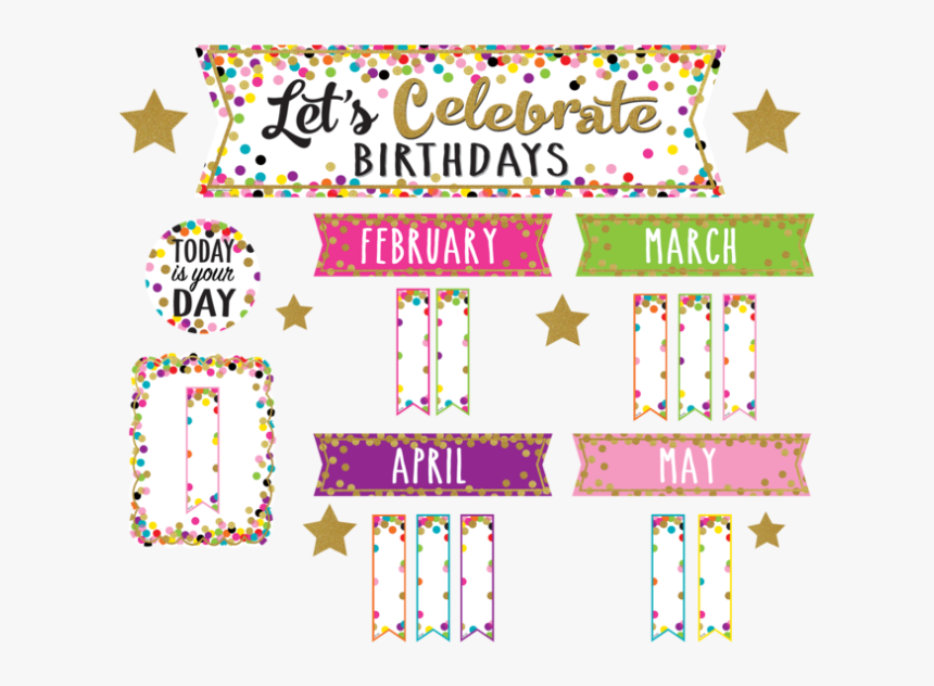 Transparent Confetti Border Png - Birthday Bulletin Board Design, Png Download, Free Download