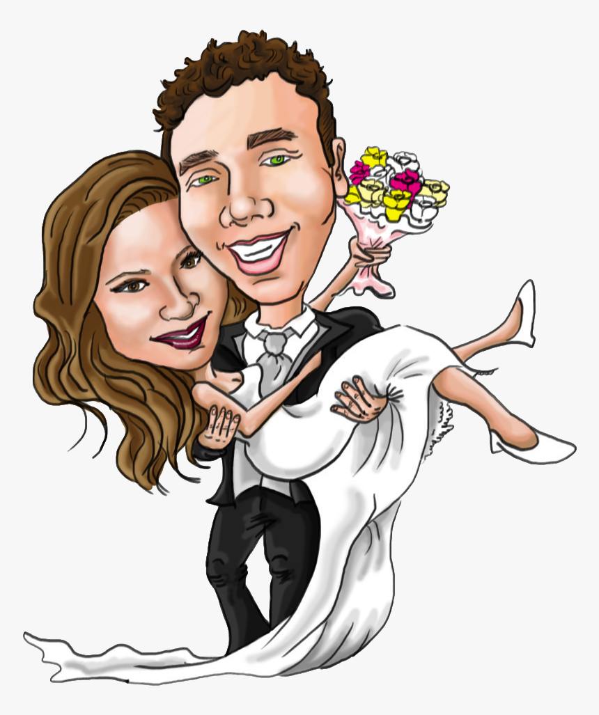 De Novia Y Novio, El Ramo, Peinado O Accesorios Que - Caricature Wedding Couple Drawing, HD Png Download, Free Download