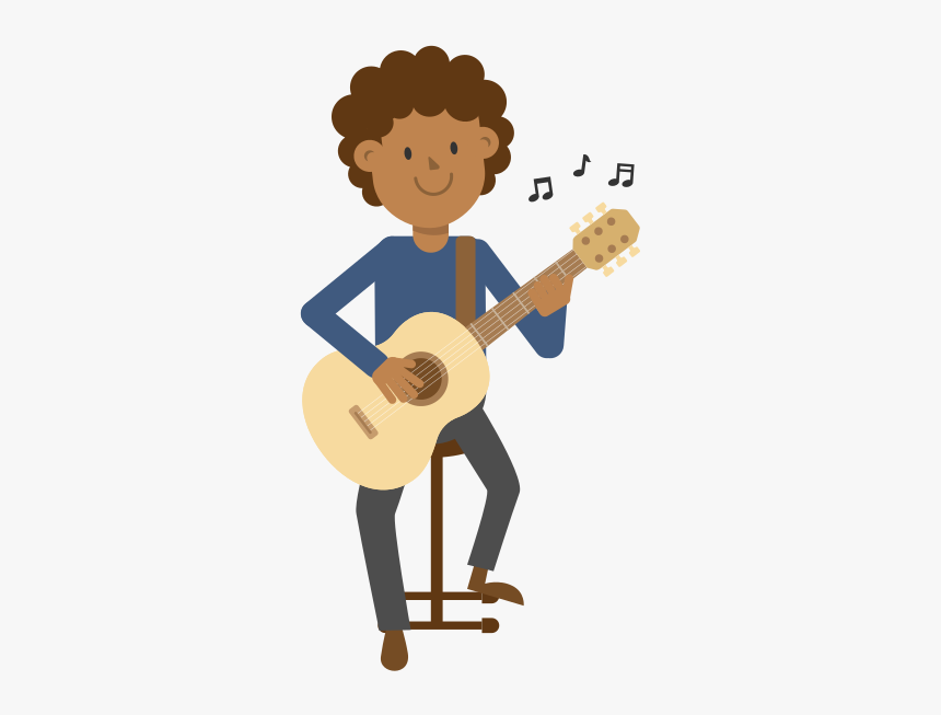 Cartoon Man Sitting Playing Guitar , Png Download - Person Playing Guitar Cartoon, Transparent Png, Free Download