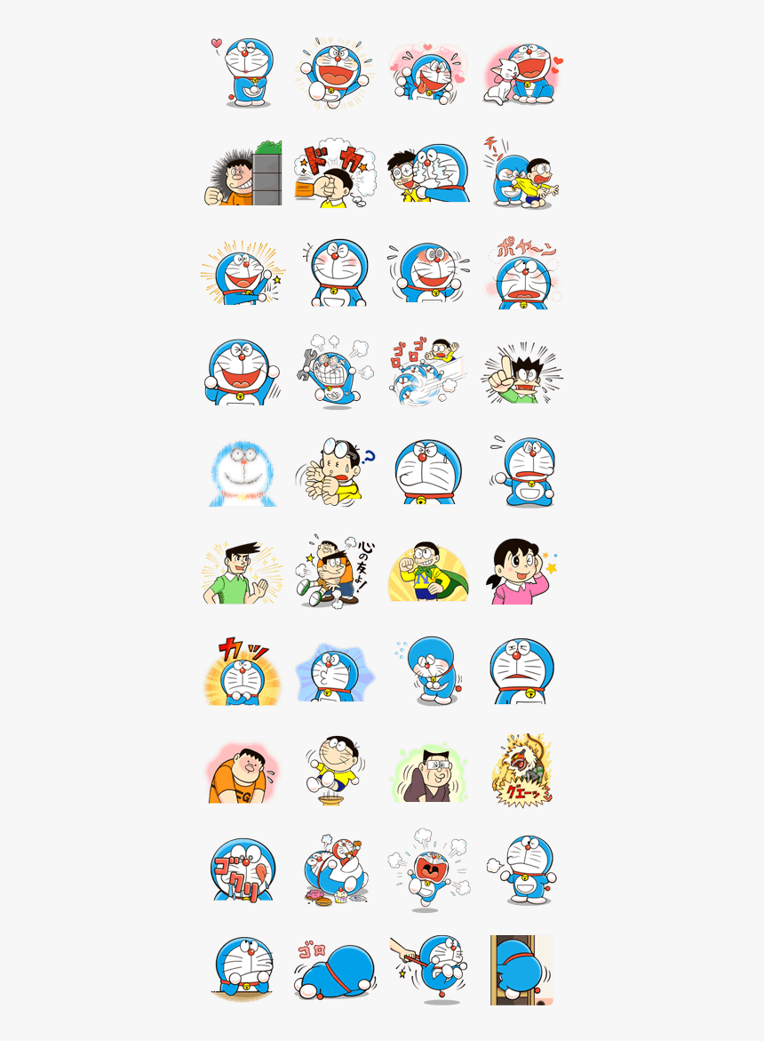 Doraemon"s Many Emotions Line Sticker Gif & Png Pack - Pokemon Chat Pals Stickers, Transparent Png, Free Download