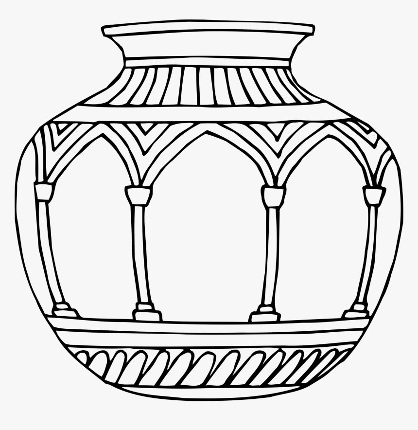 Drawing Vases Pencil Frames Illustrations Hd Images - Vase In Line Drawing, HD Png Download, Free Download