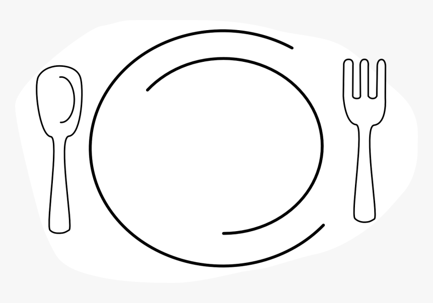 Food Plate Black And White, HD Png Download, Free Download