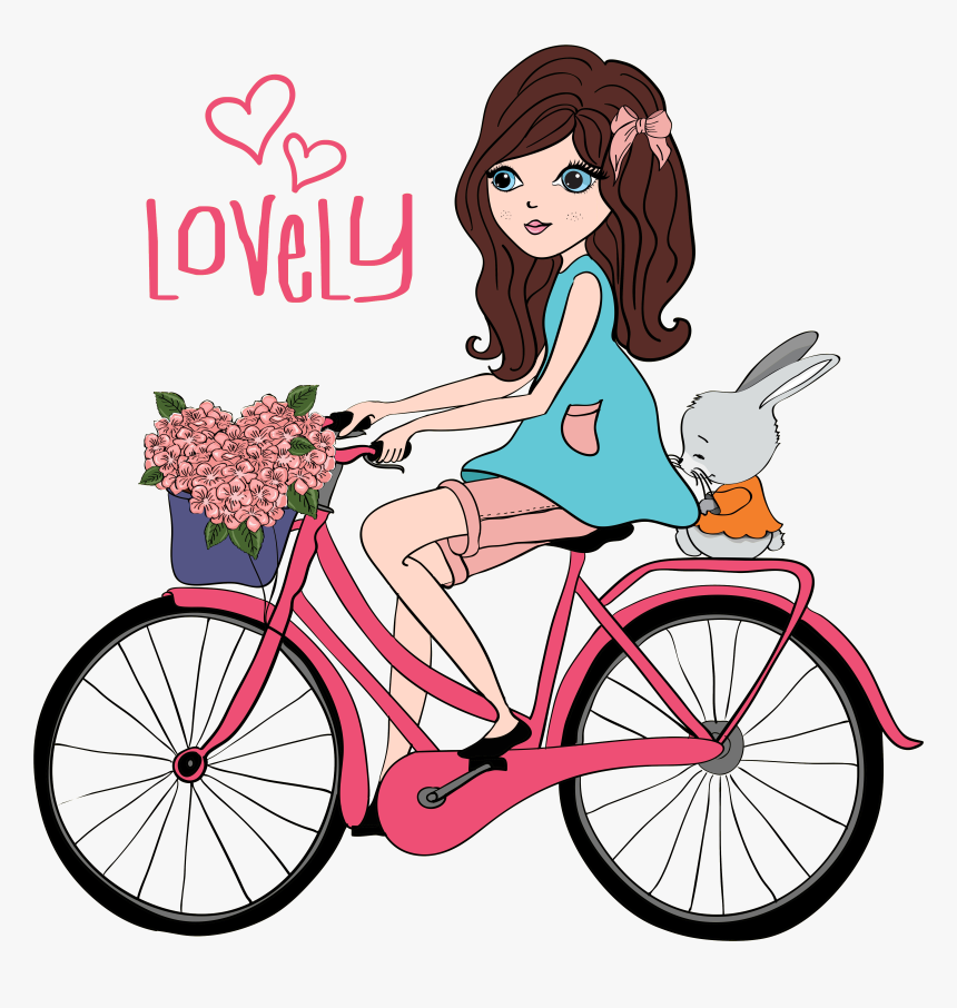 Cycling Clipart Girl Paris, HD Png Download, Free Download